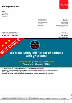 Sweden Tele Ring bill template Sample Fake utility bill